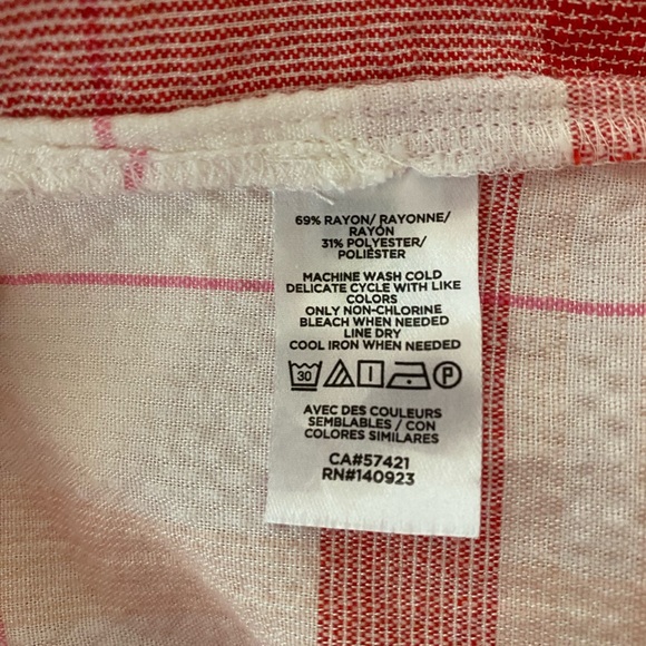 Loft - Plaid Dolman Henley Top, Red/Pink/White, size LARGE, NWOT, never worn - Picture 8 of 8